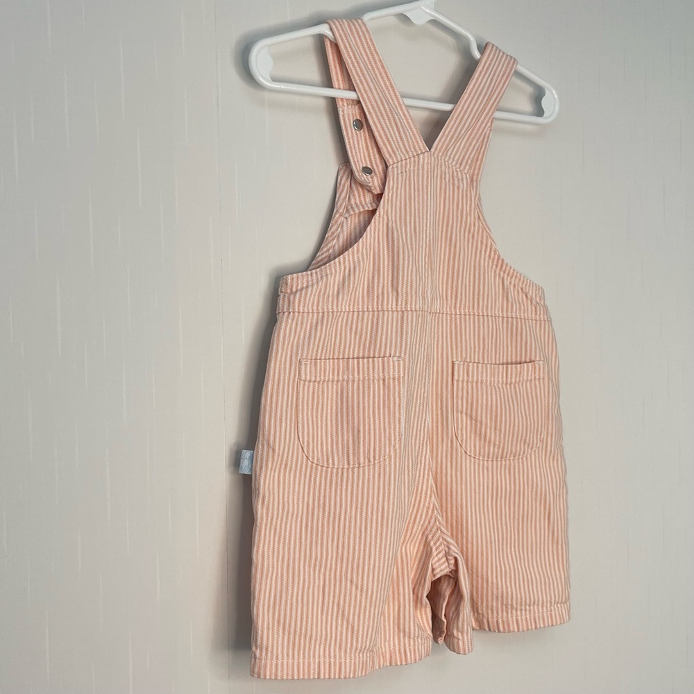 Covington Kids Striped Embroidered Shortalls Peach Cotton Denim Unisex 12M - Picture 8 of 14